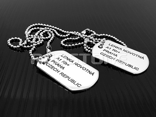 Mini vojenské známky s údajmi